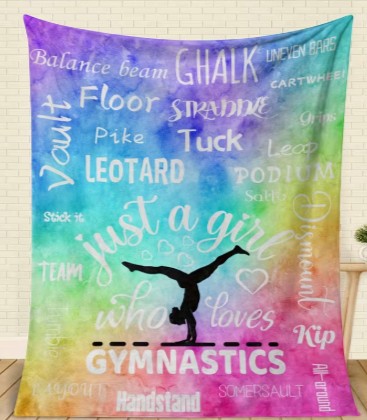 Gymnastics Themed Throw Rug Minky Fleece